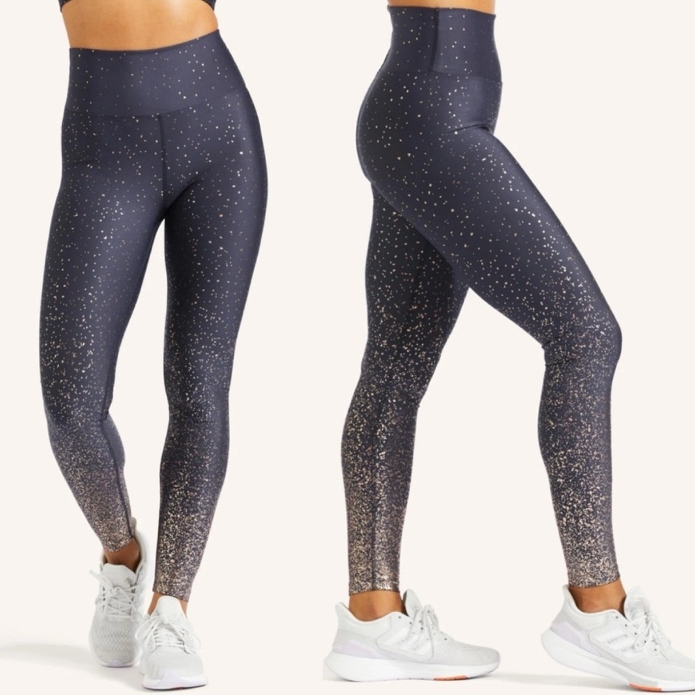 NWOT Peloton Show Up Sparkle Leggings Size M Navy and rose gold